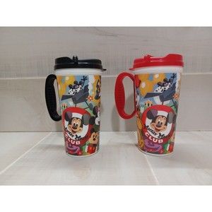Set 2 Disney World Parks Mickey Mouse Club Refillable Whirley Drink Wrks Cups